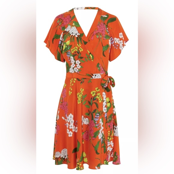 Karen Millen 100% Silk Floral Wrap Dress NWT - Picture 6 of 13